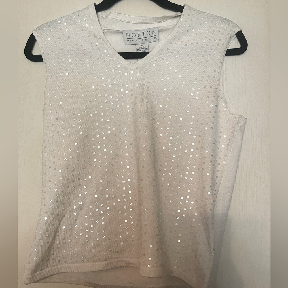 Norton Cream Sequin Top Size Small